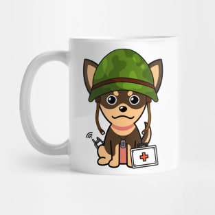 Cute Small Dog is an army medic Mug